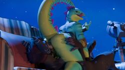 3d_(artwork) absurd_res american_opossum anal anthro anthro_penetrated ass beanie beanie_only big_butt black_penis blue_eyes bodily_fluids brown_body brown_fur brown_penis bubble_butt chameleon clothing digital_media_(artwork) duo epic_games facesitting fortnite fortnite:_battle_royale fur furniture genital_fluids genitals green_eyes hat headgear headwear hi_res lizard lizzik_(fortnite) male male/male mammal marsupial marufox musk musk_clouds musky_penis on_bottom oral outside penetration penis precum reptile rimming rimming_male saliva saliva_on_tongue saliva_string scalie sex shenard_(marufox) sitting_on_another size_difference smaller_bottom sofa thick_thighs