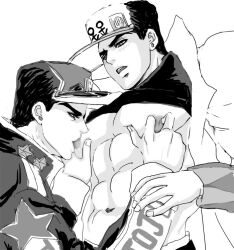 alternate_version_available diamond_is_unbreakable dilf gay jojo's_bizarre_adventure jotaro_kujo male male/male male_nipples male_only muscular_male stone_ocean sucking_male_nipple yaoi