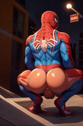 ai_generated anus ass balls big_ass big_butt bubble_butt cantsleep96 male male_only manly marvel masked masked_male muscular muscular_male presenting_hindquarters spider-man spider-man_(series) spreading squatting