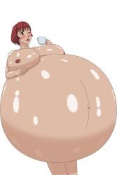 1girls belly big_belly breasts canon_pregnancy female fetal_movement huge_belly hyper_pregnancy kiki's_delivery_service mature_female milf mother nipples osono pregnant red_hair seijiro studio_ghibli