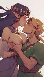 1boy 1girls a_link_between_worlds ai ai_generated blonde_hair breast_grab breast_squeeze breasts breath_of_the_wild closed_eyes clothed/nude clothed_male clothed_male_nude_female earrings female kissing link link_(breath_of_the_wild) link_(tears_of_the_kingdom) male naked naked_female necklace nintendo nipples nose_kiss nude nude_female one_color_background pointy_ears princess_hilda purple_hair tears_of_the_kingdom the_legend_of_zelda the_legend_of_zelda:_a_link_between_worlds the_legend_of_zelda:_breath_of_the_wild the_legend_of_zelda:_tears_of_the_kingdom white_background