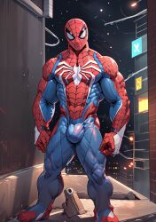 ai_generated bulge cantsleep96 daddy male male_only manly marvel mask masked masked_male muscular muscular_male penis_bulge spider-man spider-man_(series)