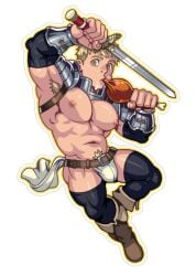 absolum armpit_hair bara big_bulge blonde_hair bulge delicious_in_dungeon dungeon_meshi laios_touden male male_nipples male_only muscular_male nipples underwear