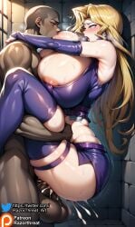 ahe_gao ahe_gao ai_generated big_breasts blonde_female blonde_hair blonde_hair blonde_hair_female breast_sucking breasts cleavage collarbone cum cum_in_pussy cum_inside curvaceous curvaceous_female curvaceous_figure curvy curvy_female curvy_figure dark-skinned_male female hi_res highres huge_breasts interracial interracial_sex kujaku_mai large_breasts legs_around_partner lifted lifted_by_another mai_valentine makeup mature mature_female mature_woman milf purple_eyes razorthreat sex stable_diffusion sucking sucking_nipples suspended testicles text upright_straddle vaginal_insertion vaginal_penetration vaginal_penetration vaginal_sex voluptuous voluptuous_female yu-gi-oh! yu-gi-oh!