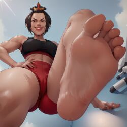 1girls ai_generated avatar_legends avatar_the_last_airbender azula feet female female_only fire_nation foot_fetish foot_focus human solo stepped_on trample viewed_from_below