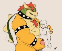 2022 2_horns 4_fingers anon anthro anthro_dominating_human arm_around_shoulders armband bara barazoku big_dom_small_sub biped blush bodily_fluids body_hair bowser bracelet chest_hair claws collar daddy danipika dilf dominant dominant_anthro dominant_male duo embarrassed erection eyebrows eyeless fingers genital_fluids genitals glans green_body green_scales hair hi_res holding_own_penis holding_penis horn human human_on_anthro humanoid_genitalia humanoid_penis humansub interspecies jewelry koopa larger_anthro larger_male male male/male male_only mammal mario_(series) masturbation musclegut muscular muscular_anthro muscular_male narrowed_eyes nintendo noseless nude nude_anthro nude_human nude_male open_mouth penis precum precum_on_penis red_hair scales scalie shell shoulder_grab signature simple_background size_difference slightly_chubby slightly_chubby_anthro slightly_chubby_male smaller_human smaller_male spiked_armband spiked_bracelet spiked_collar spikes spikes_(anatomy) squint standing submissive submissive_human submissive_male teeth tongue yaoi yellow_body yellow_scales