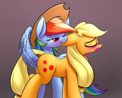 2girls 34derpderp applejack_(mlp) blonde_hair blush closed_eyes cutie_mark duo ear_nibble equine female feral friendship_is_magic hair horse mammal multicolored_hair my_little_pony pegasus penetration pony purple_eyes pussy_juice rainbow_dash_(mlp) rainbow_hair wing_penetration wings yuri