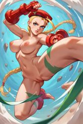 1girls ai_generated blonde_hair breasts cammy_white capcom martial_arts nipples nude nude_female pussy solo solo_focus street_fighter tagme