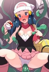 ai_generated boris_(noborhys)_(style) breasts dawn_(pokemon) long_hair nipples penetration pokemon reza3344 sucking_nipples tentacle