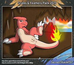 anus blush cave charmeleon female feral fire generation_1_pokemon genitals hi_res looking_at_viewer nintendo pokemon pokemon_(species) presenting presenting_vulva pussy solo ssecrets151 stalactite stalagmite sunset tail tongue tongue_out volcano vulva watermark