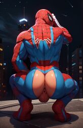 ai_generated anal_access anus ass balls big_ass big_butt bubble_butt cantsleep96 human male male_only marvel masked masked_male muscular muscular_male presenting_anus presenting_hindquarters questionable_consent slutty_outfit spider-man spider-man_(series) spreading squatting