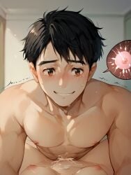 1boy1girl abs ai_generated black_hair blushing cheating_boyfriend cum cum_inside cum_on_body cute_male female_pov gay_male gay_to_straight gay_with_woman handsome impregnation katsuki_yuuri male_focus male_penetrating_female muscular_male ntr penis_in_pussy sperm_meets_ovum stud taker_pov vaginal_sex xammile yuri!!!_on_ice