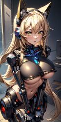 1robot_girl ai_generated android cat_ears long_hair looking_at_viewer no_bra ponceai poncedart robot_humanoid solo yellow_eyes