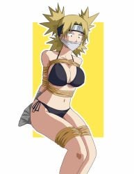 1girls bikini bikini_bottom bikini_only bikini_top damsel_in_distress gagged naruto naruto_(series) racso_art solo solo_female solo_only temari tied_up