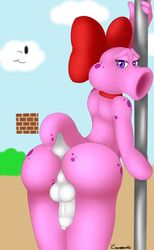 ass balls birdo bow femboy foreskin girly male mario_(series) nintendo penis pink_skin rawenski solo super_mario_bros. uncut