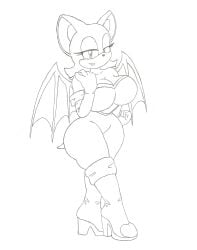 2d big_breasts bodysuit curvy_female krocialblack mobian mobian_(species) mobian_bat neckline rouge_the_bat sega sonic_(series) sonic_adventure_2 sonic_the_hedgehog_(series) spandex_suit thick_thighs