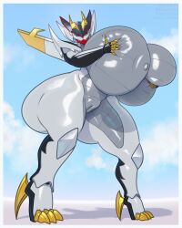 anthro ass bandai_namco big_breasts big_butt borisalien breast_squish breasts claws curvy_figure female genitals gundam gundam_barbatos heel_claw hi_res huge_breasts huge_butt hyper hyper_breasts machine mecha mobile_suit nipples pussy robot solo squish thick_thighs voluptuous wings