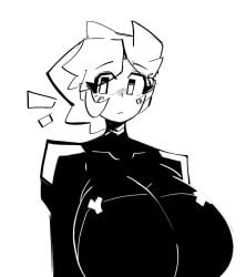 big_breasts black_and_white clarice_(paralleldier) dierelc oc paralleldier