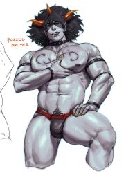 homestuck_troll jockstrap male_only oddkari oiled_body oiled_up pozzol_broyer solo_male tagme vast_error