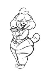 animal_crossing big_breasts breasts bubble_butt female frisk_lk furry huge_thighs isabelle_(animal_crossing) office_clothing shih_tzu tagme thick_thighs wide_hips