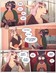anthro anthro_only blue_eyes blush chloe_(glopossum) coffee_shop comic comic_page constance_(glopossum) deer deer_girl english_text female glopossum jewelry larger_female lizard necklace ordering page_4 page_number pink_hair reptile reptile_humanoid ring scalie scalie_humanoid speech speech_bubble sunglasses sunglasses_on_head tagme taller_girl text text_bubble trans_(lore) trans_woman_(lore)