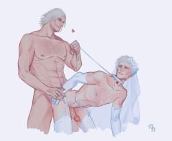 anal anal_sex choker dante daodaosh devil_may_cry femboy gay gay_sex incest lingerie lingerie_only male male/male male_only male_penetrating_femboy nero_(devil_may_cry) panties stockings thong uncle_and_nephew veil