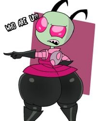 alien alien_boy big_butt claws femboy furu_flami huge_ass humanoid invader_zim latex_suit male_only monster_femboy nickelodeon no_humans non-human non-human_only sharp_teeth shortstack thick_thighs white_background zim_(invader_zim)