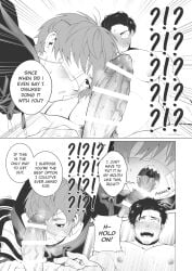 2boys blush comic comic_page english_text eyepatch gay hard_cock kajiyama_fuuta milgram mukuhara_kazui yaoi