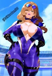 ai_generated competition evilkuro05 genshin_impact lisa_(genshin_impact) mature_female novelai purple_bodysuit seductive_look thiccwithaq_(ai_style)