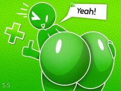 ass_grab big_ass big_butt fat_ass fat_butt looking_at_viewer looking_back miiverse nintendo sci-salandre simple_background thumbs_up wink winking_at_viewer yeah!_(miiverse)