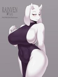 1girls 2023 animal_ears anthro big_breasts black_dress breasts clothing dress female female_only goat_horns half-closed_eyes hips horns huge_breasts mature mature_female mature_woman milf mother pelvic_curtain rainven red_eyes smile solo solo_female thighs toriel undertale white_body white_skin wide_hips