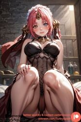 1girls ai_generated artist_name cameltoe commission fate_(series) female frankenstein_(fate) girl horn lingerie lingerie_only literature looking_at_viewer monster monster_girl panties patreon patreon_username pink_hair public_domain solo solo_female sultryspark undead underwear underwear_only