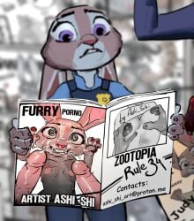 anthro ashi_shi breast_grab breast_squeeze breasts bunny bunny_ear bunny_ears bunny_girl bunnygirl cum cum_in_mouth cum_on_body cum_on_breasts cum_on_face cumshot dick furry furry_breasts furry_ears furry_female furry_only gangbang group group_sex judy_hopps magazine mind_break mindbreak nipple nipples paw_pose pawpads paws police police_uniform policewoman rabbit rabbit_ears rabbit_girl semen semen_on_body semen_on_breasts semen_on_face shocked small_breasts smaller_anthro smaller_female sperm zootopia