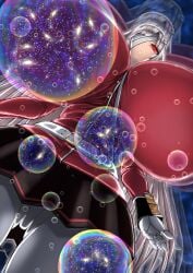 bigger_than_earth cosmic_giantess eyepatch fate/grand_order fate_(series) giantess giantess_growth giga_giantess gigantic_breasts goddess growing growth growth_sequence looking_down macro_female macro_focus macrophilia nightingale_(fate/grand_order) noikaisyu outgrowing_earth planetary_macro red_eyes solar_system white_hair