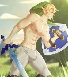 abs alternate_hair_color blonde_hair blue_eyes buldge gasaiv gay link link_(twilight_princess) nsfw the_legend_of_zelda the_legend_of_zelda:_twilight_princess twilight_princess yaoi