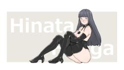 1girls amanda_kenny ass bottomless female female_only heels hyuuga_hinata naruto naruto_(series) pasties