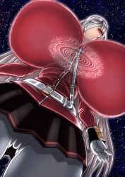 bigger_than_earth cosmic_giantess eyepatch fate/grand_order fate_(series) giantess giantess_growth giga_giantess gigantic_breasts goddess growth looking_down macro_female macro_focus macrophilia nightingale_(fate/grand_order) noikaisyu outgrowing_earth planetary_macro red_eyes solar_system white_hair