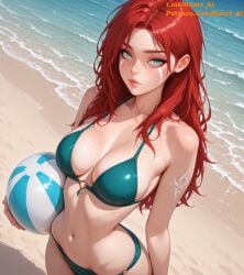 ai_generated beach dota dota_2 green_eyes haart_ai lyralei red_hair red_hair windranger
