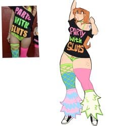 clothing female female_only fishnet_thighhighs fishnets lazycharm nami_(one_piece) no_pants one_piece pubic_hair tagme thighhighs thong