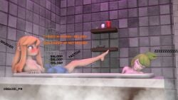 3d 3d_(artwork) 3girls 4k close dialogue female_focus female_only hidden_licking hot_tub imminent_orgasm lifting_leg meggy_spletzer melony_(smg4) multiple_girls onomatopoeia oral pussy_licking sfm sleeping smg4 source_filmmaker squid_fm tari_(smg4) text twitch_lines twitching twitter_username unaware yuri