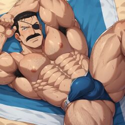 ai_generated bara fullmetal_alchemist gay hairy king_bradley speedo yaoi