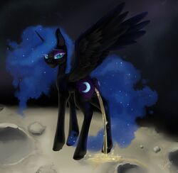 2015 alicorn anus ass blue_eyes blue_hair cutie_mark dark_persona equine female feral friendship_is_magic hair hi_res horn long_hair looking_at_viewer mammal my_little_pony nightmare_moon_(mlp) peeing princess_luna_(mlp) pussy skuttz smile solo urine watersports wings