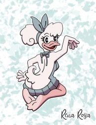 anthro butt_crack daisy_duck disney duck duck_bill hairbow hairbun highlighted_soles tail virgin_killer_sweater