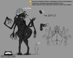 alien alien_boy alien_genitalia ass big_ass big_butt black_body character_sheet dark_skin eldritch_abomination eldritch_horror femboy giant huge_ass huge_thighs larger_male long_arms long_legs male male_focus monster monster_boy monster_femboy multi_arm multi_eye multi_limb nightmare_fuel nightmare_husbando nightmare_waifu original_character penis reference_sheet size_difference small_penis taller_male tentacle_hair the_baptist_(zeblackballd) trypophobia ze_blackball.d zeblackballd_(artist)