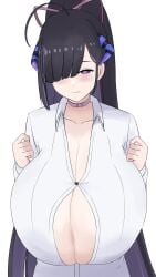 <1_second_video 1boy 1girls 9:16 animated big_breasts black_hair breasts grabbing hair_over_one_eye heart-shaped_pupils horns huge_breasts indie_virtual_youtuber large_breasts motion_lines nao_(ritsancrossover) paizuri penis perpendicular_paizuri purple_eyes shorter_than_10_seconds tagme vertical_video video virtual_youtuber white_shirt yura_rikudou