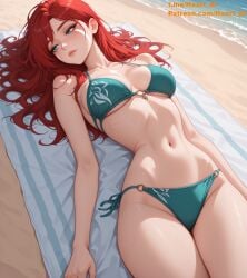 ai_generated beach dota dota_2 green_eyes haart_ai lyralei red_hair red_hair windranger
