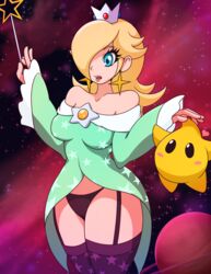 black_panties female human luma maishida mario_(series) nintendo panties princess_rosalina stockings super_mario_galaxy thick_thighs wide_hips