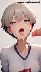 1girls ai_generated bukakke electroworld female leaking_cum spermbreasts uzaki-chan_wa_asobitai! uzaki_hana