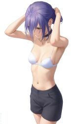 1girls absurd_res absurdres armpits bare_armpits bare_arms bare_belly bare_chest bare_hands bare_hips bare_midriff bare_navel bare_shoulders bare_skin bare_thighs bare_torso belly belly_button black_choker black_hair black_hair_female black_shorts bra breasts chainsaw_man choker cleavage collarbone elbows female female_focus female_only fingers green_eyes green_eyes_female groin hair_bun half_naked hands_behind_head high_resolution highres legs light-skinned_female light_skin lips medium_breasts medium_hair miura-n315 naked naked_female navel nude nude_female parted_bangs reze_(chainsaw_man) shorts shoulders sideboob simple_background sitting skinny skinny_female skinny_girl skinny_waist slender_body slender_waist slim_girl slim_waist smile smiling solo standing thighs thin_waist tying_hair underwear upper_body v-line white_background white_bra white_underwear