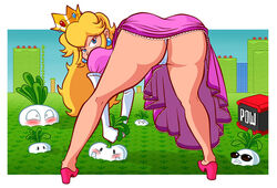 anus ass big_ass big_butt cameltoe dat_ass elbow_gloves escopeto female female_only gloves high_heels human mario_(series) nintendo presenting princess_peach shoes solo super_mario_bros._2 upskirt